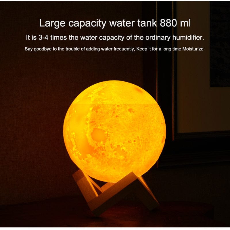 4U air humidifier Night Light Moon Humidifier - Adjustable Spray, Anti-Dry Protection, LED Colors