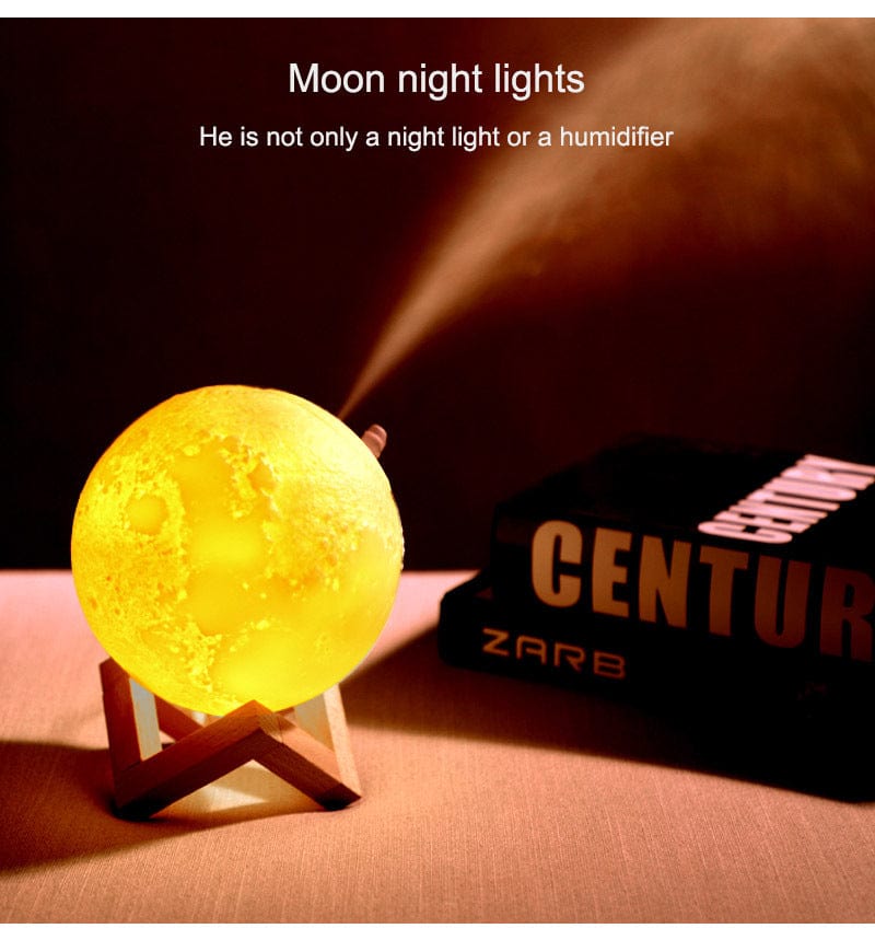 4U air humidifier Night Light Moon Humidifier - Adjustable Spray, Anti-Dry Protection, LED Colors