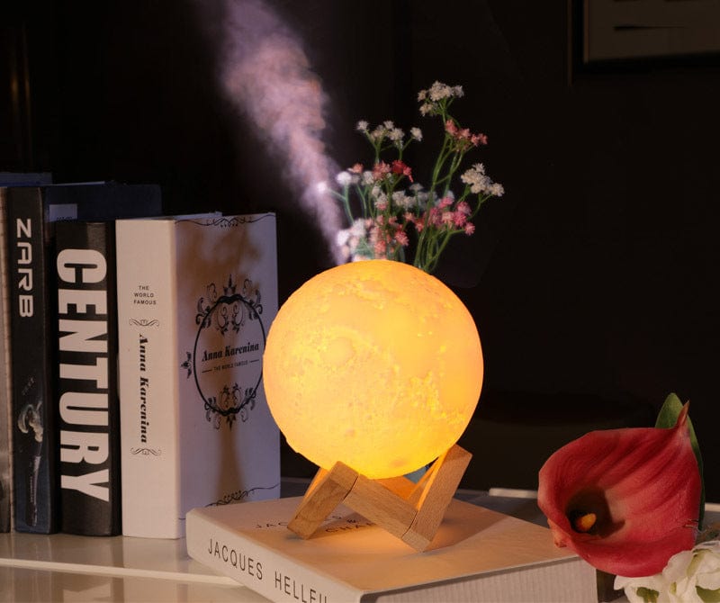 4U air humidifier White Night Light Moon Humidifier - Adjustable Spray, Anti-Dry Protection, LED Colors