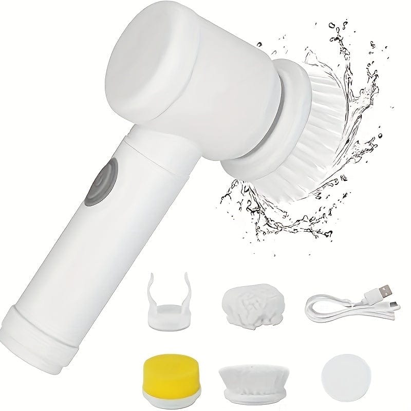 4U Air Oven White Automatic Rotary Cleaning Brush - USB Rechargeable Power Scrubber for Home Use