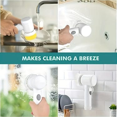 4U Air Oven White Automatic Rotary Cleaning Brush - USB Rechargeable Power Scrubber for Home Use