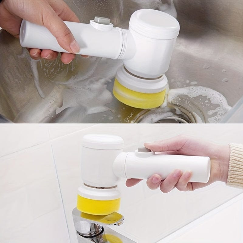 4U Air Oven White Automatic Rotary Cleaning Brush - USB Rechargeable Power Scrubber for Home Use