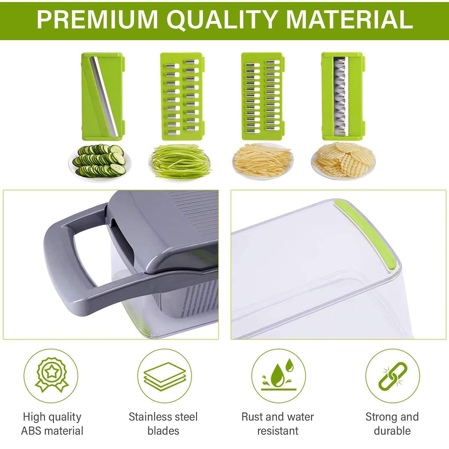 4U Bag All-in-One Vegetable Chopper - 12-in-1 Manual Onion Cutter & Food Prep Tool