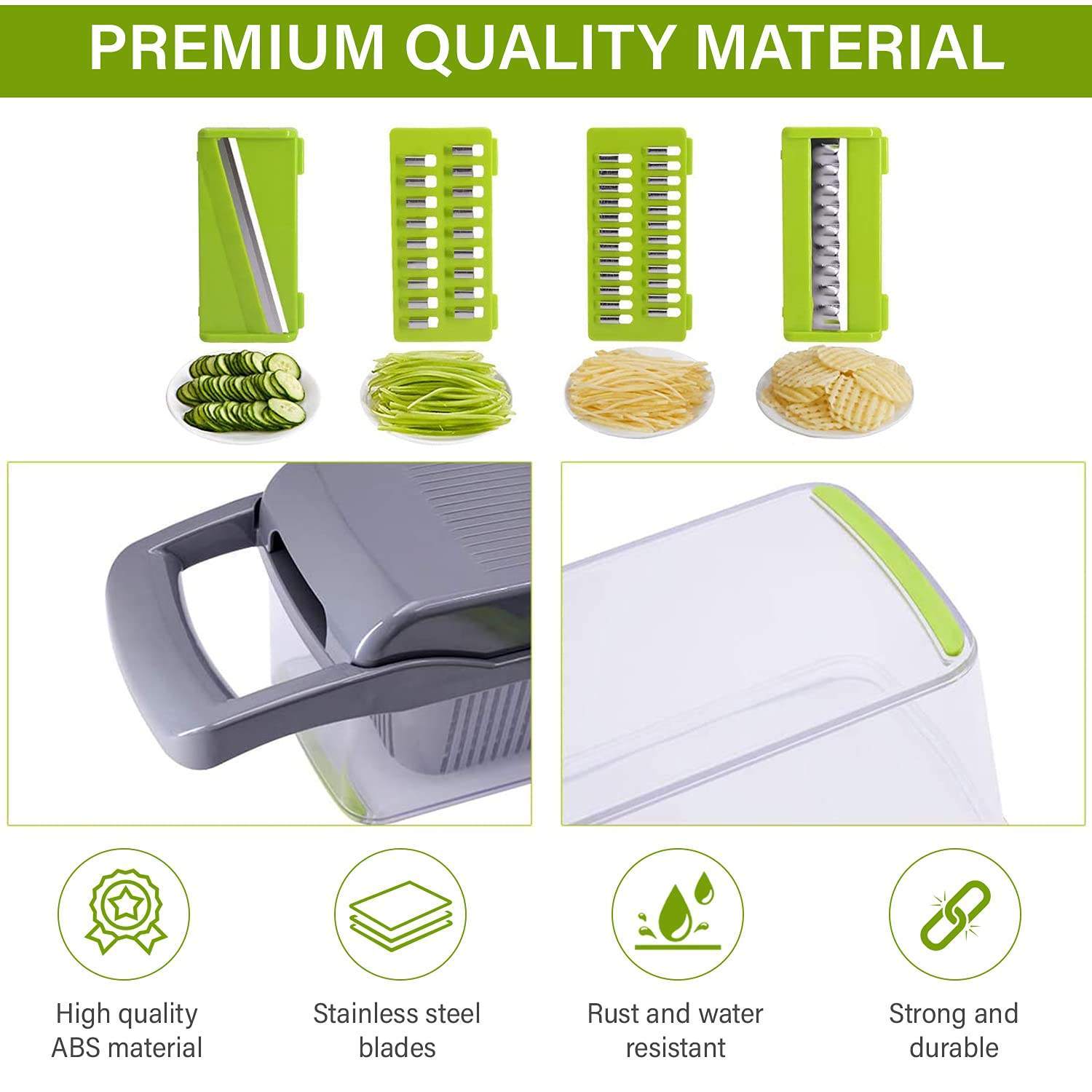 4U Bag All-in-One Vegetable Chopper - 12-in-1 Manual Onion Cutter & Food Prep Tool