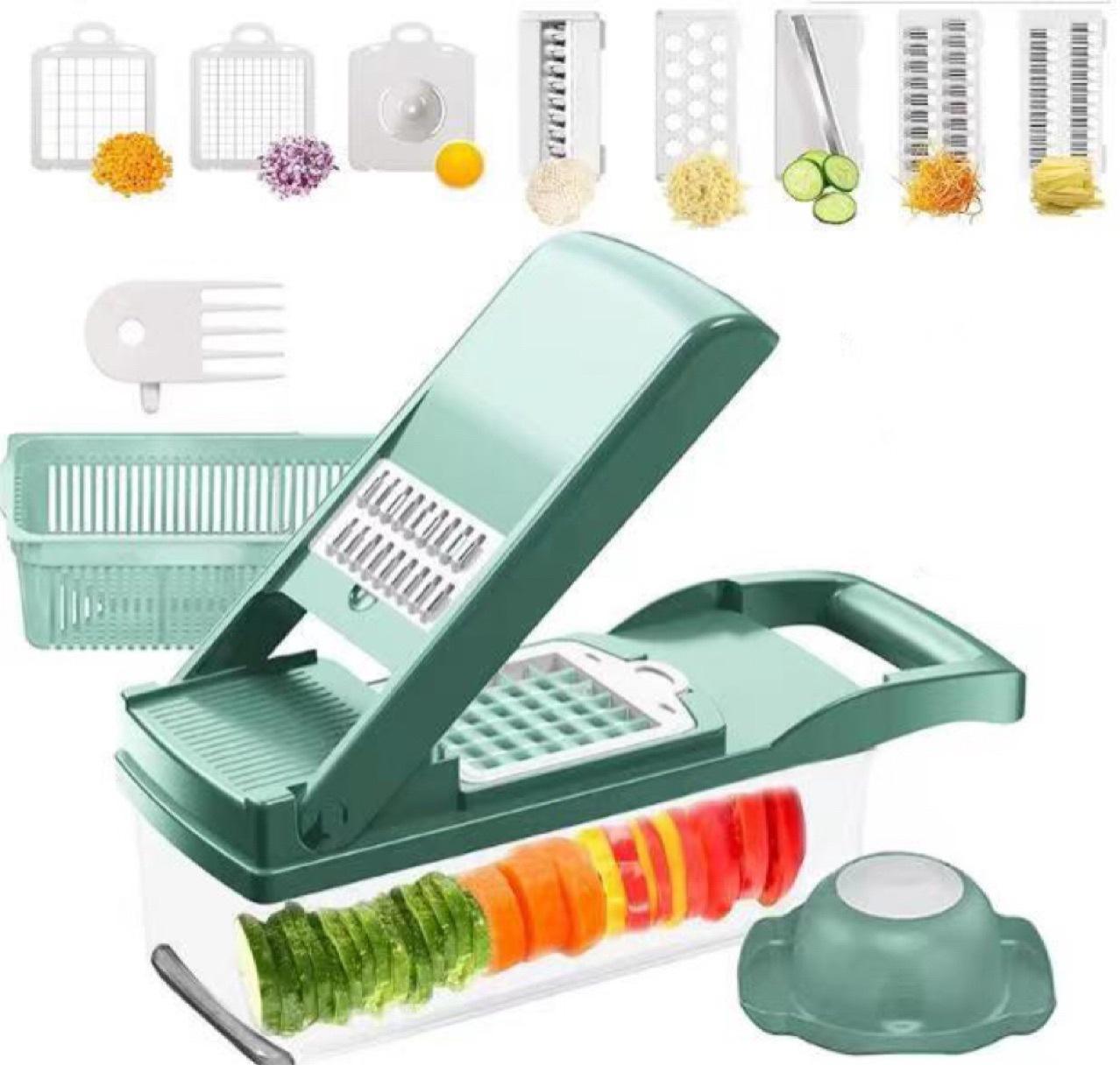 4U Bag All-in-One Vegetable Chopper - 12-in-1 Manual Onion Cutter & Food Prep Tool