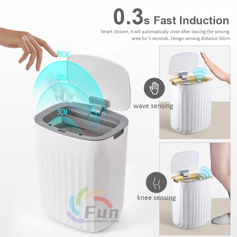 4U Bag Automatic Smart Trash Can - Induction Sensor with Lid for Kitchen, Bedroom, and Living Room