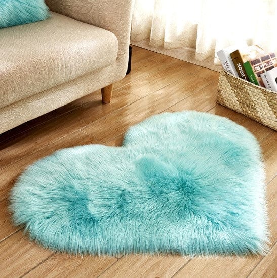 4U Bag Blue / L Fluffy Heart Shaped Rug - Plush, Non-Slip Mat for Sofa, Floor, and Bedroom Decor