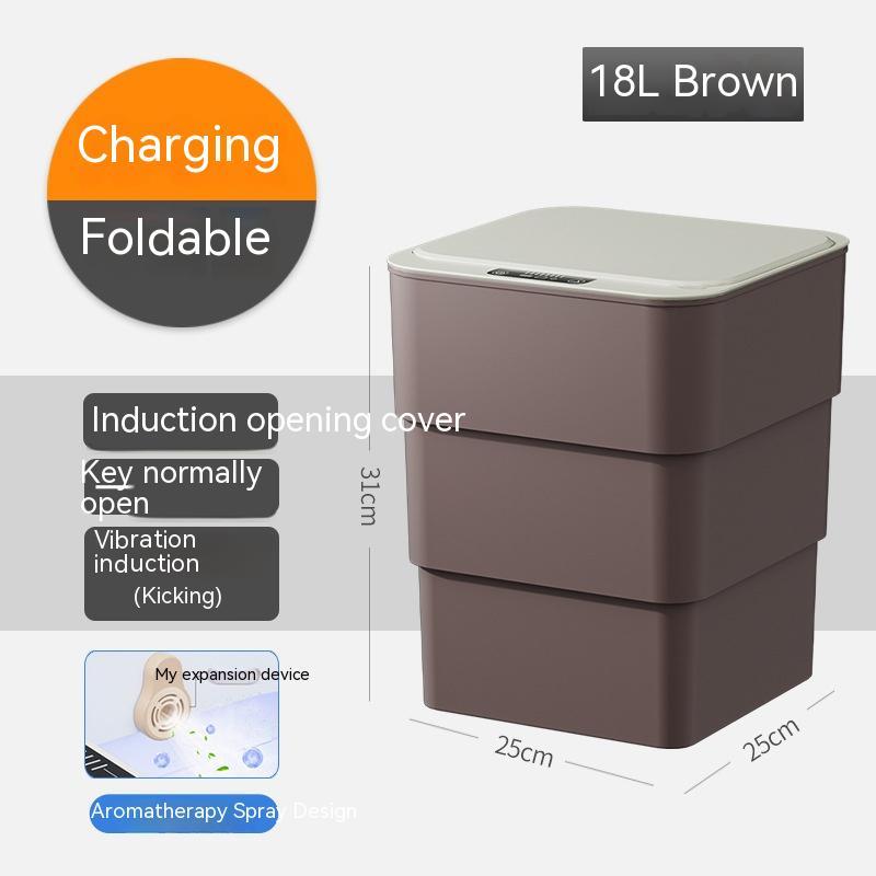 4U Bag Brown base version / 18L Automatic Smart Trash Can - Induction Sensor with Lid for Kitchen, Bedroom, and Living Room