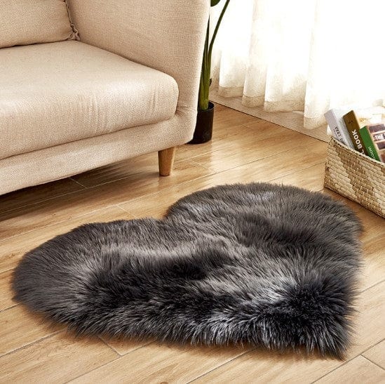 4U Bag Dark grey / L Fluffy Heart Shaped Rug - Plush, Non-Slip Mat for Sofa, Floor, and Bedroom Decor