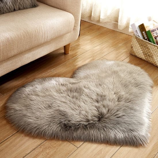 4U Bag gray / L Fluffy Heart Shaped Rug - Plush, Non-Slip Mat for Sofa, Floor, and Bedroom Decor