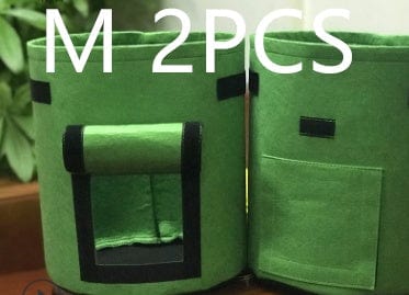 4U Bag Green2PCS / Medium Garden Plant Growth Bag - Breathable, Reusable Vegetable Grow Bag with Side Window