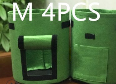 4U Bag Green4PCS / Medium Garden Plant Growth Bag - Breathable, Reusable Vegetable Grow Bag with Side Window