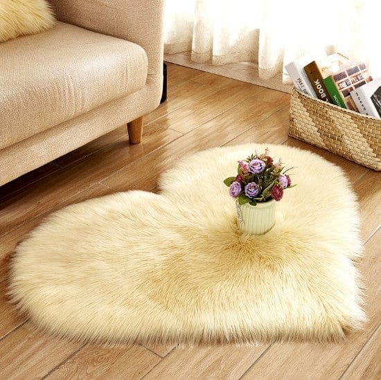 4U Bag Light yellow / L Fluffy Heart Shaped Rug - Plush, Non-Slip Mat for Sofa, Floor, and Bedroom Decor