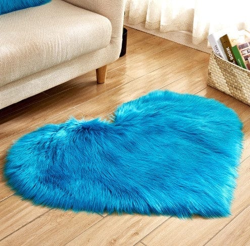 4U Bag Navy Blue / L Fluffy Heart Shaped Rug - Plush, Non-Slip Mat for Sofa, Floor, and Bedroom Decor