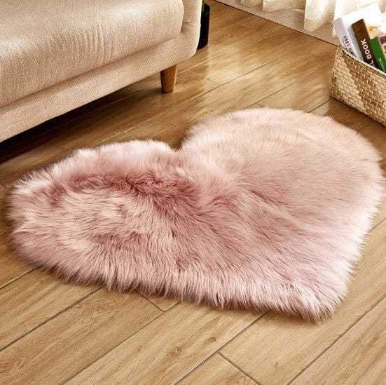 4U Bag Pink / L Fluffy Heart Shaped Rug - Plush, Non-Slip Mat for Sofa, Floor, and Bedroom Decor