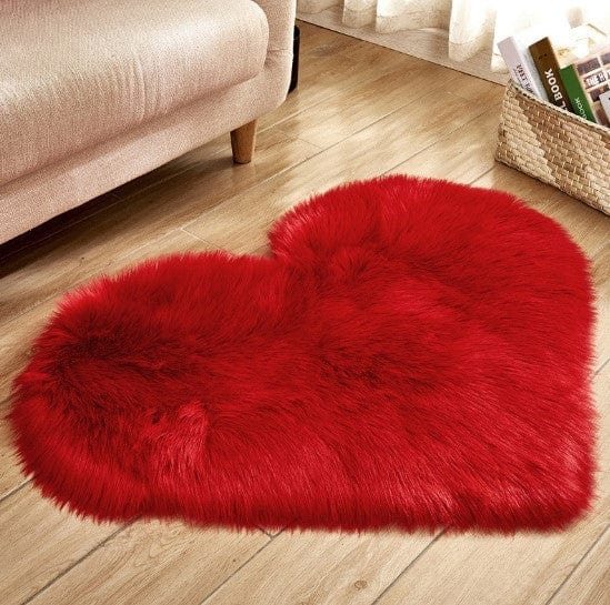 4U Bag Red / L Fluffy Heart Shaped Rug - Plush, Non-Slip Mat for Sofa, Floor, and Bedroom Decor