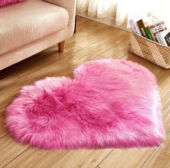 4U Bag Rose red / L Fluffy Heart Shaped Rug - Plush, Non-Slip Mat for Sofa, Floor, and Bedroom Decor