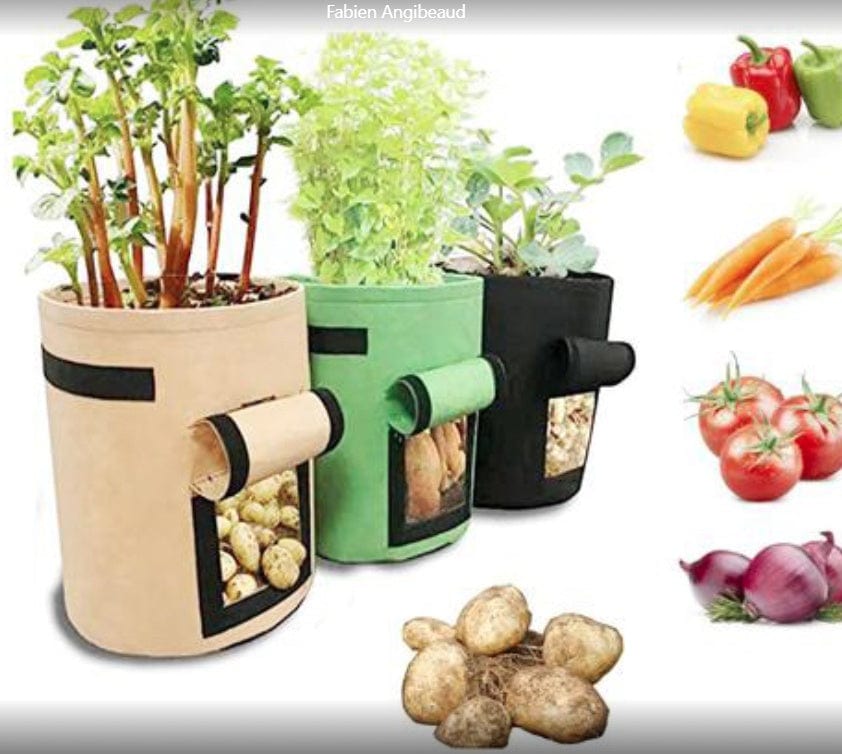 4U Bag Set / M Garden Plant Growth Bag - Breathable, Reusable Vegetable Grow Bag with Side Window