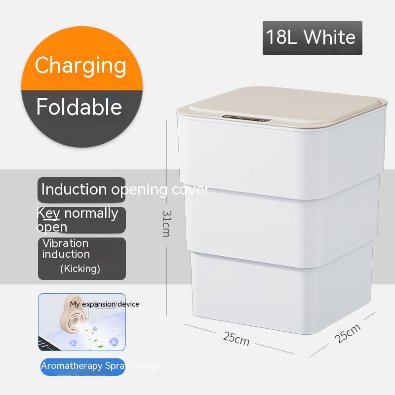 4U Bag White base version / 18L Automatic Smart Trash Can - Induction Sensor with Lid for Kitchen, Bedroom, and Living Room