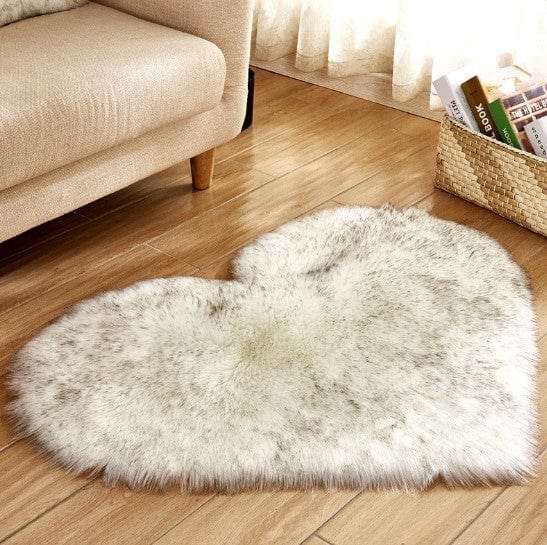 4U Bag White black / L Fluffy Heart Shaped Rug - Plush, Non-Slip Mat for Sofa, Floor, and Bedroom Decor