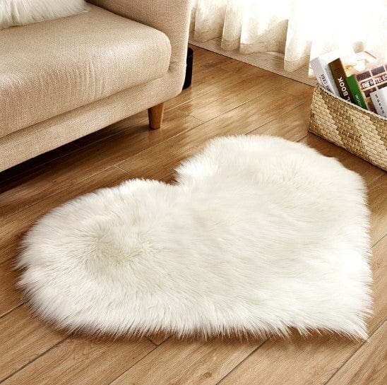 4U Bag white / L Fluffy Heart Shaped Rug - Plush, Non-Slip Mat for Sofa, Floor, and Bedroom Decor