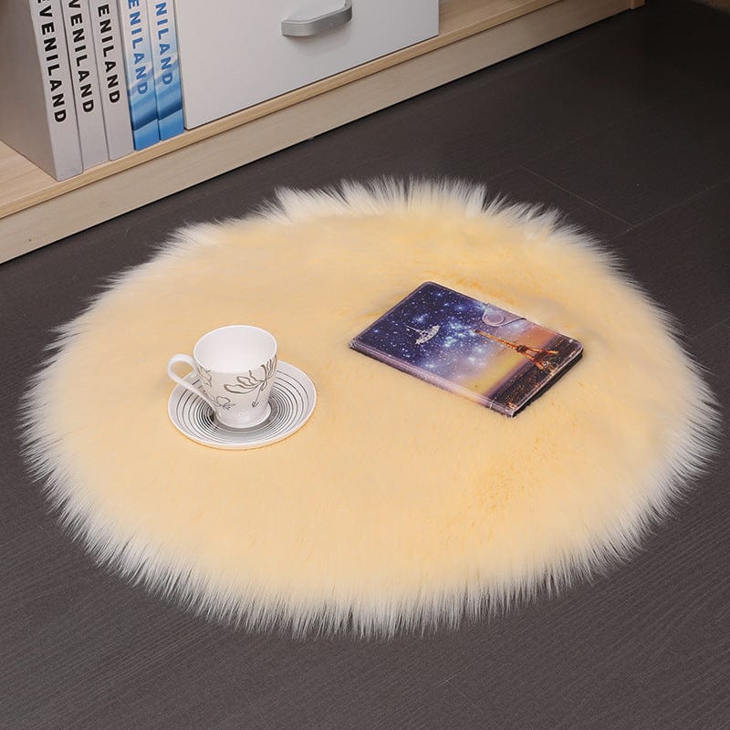 4U Bedroom Carpets Beige / 35*35cm Luxurious Round Wool Floor Mat - Plush Carpet for Home Decor