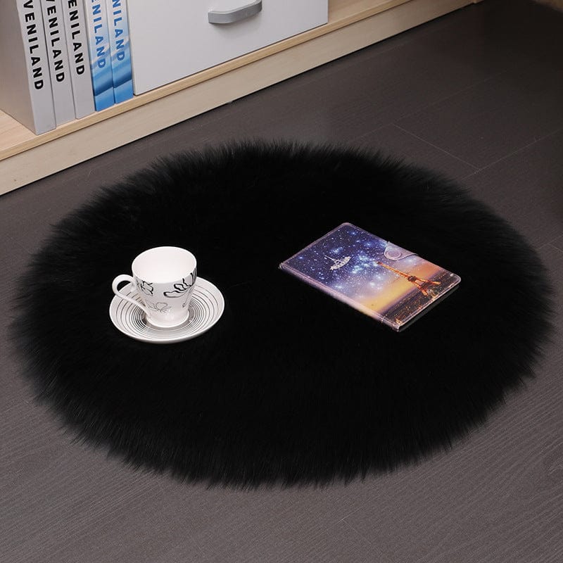 4U Bedroom Carpets black / 35*35cm Luxurious Round Wool Floor Mat - Plush Carpet for Home Decor