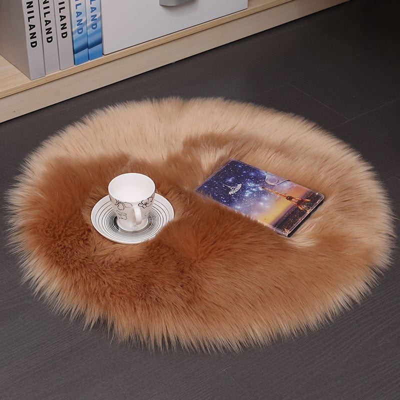 4U Bedroom Carpets Khaki / 35*35cm Luxurious Round Wool Floor Mat - Plush Carpet for Home Decor