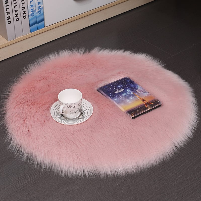 4U Bedroom Carpets lotus root pink / 35*35cm Luxurious Round Wool Floor Mat - Plush Carpet for Home Decor