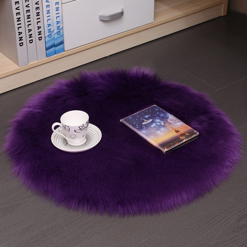 4U Bedroom Carpets Purple / 35*35cm Luxurious Round Wool Floor Mat - Plush Carpet for Home Decor