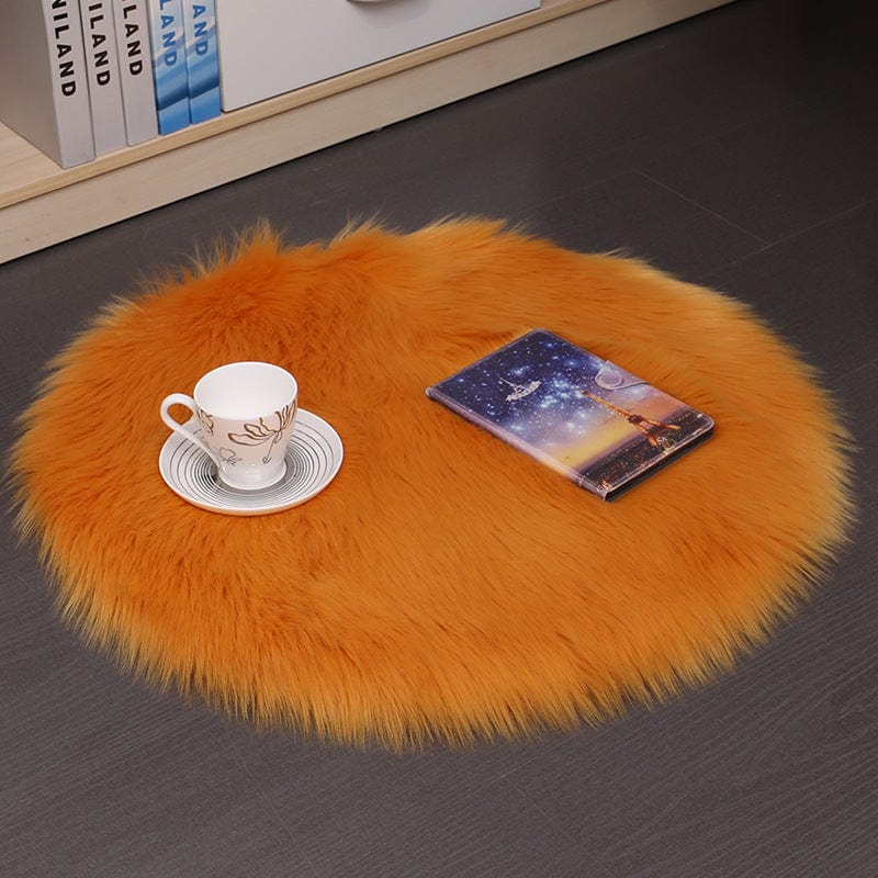 4U Bedroom Carpets ragrant orange / 35*35cm Luxurious Round Wool Floor Mat - Plush Carpet for Home Decor