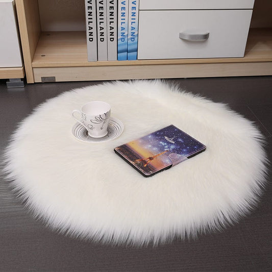 4U Bedroom Carpets White / 35*35cm Luxurious Round Wool Floor Mat - Plush Carpet for Home Decor