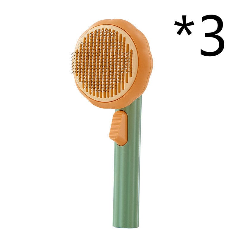 4U Cat Brush 3pcs Pumpkin color Steel Wire Cat Brush - Self-Cleaning Comb for Shedding & Hair Removal