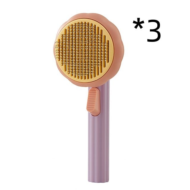 4U Cat Brush 3pcs Purple Orange Steel Wire Cat Brush - Self-Cleaning Comb for Shedding & Hair Removal