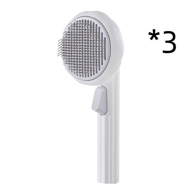 4U Cat Brush 3pcs white Steel Wire Cat Brush - Self-Cleaning Comb for Shedding & Hair Removal