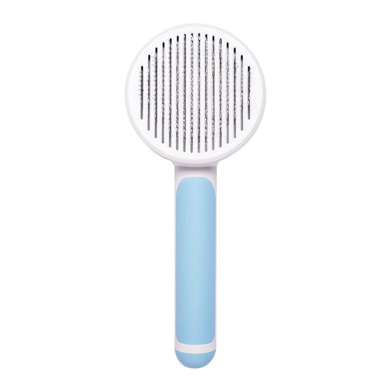 4U Cat Brush Blue Steel Wire Cat Brush - Self-Cleaning Comb for Shedding & Hair Removal