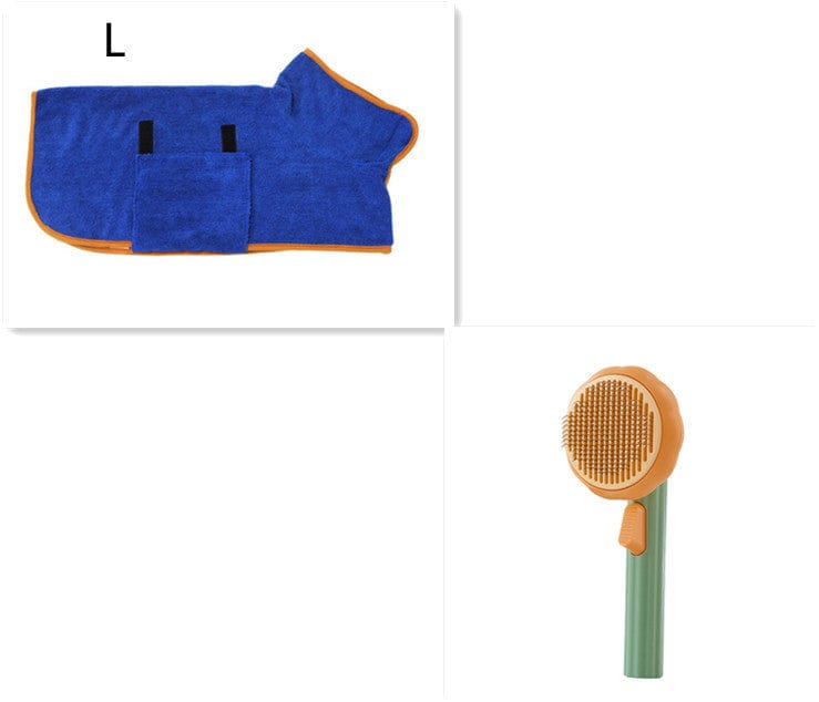 4U Cat Brush Green Blue L Steel Wire Cat Brush - Self-Cleaning Comb for Shedding & Hair Removal