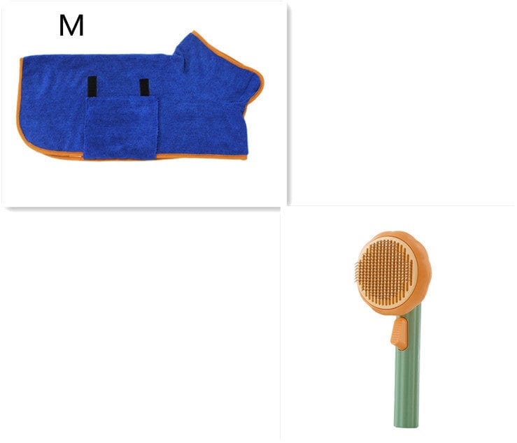 4U Cat Brush Green Blue M Steel Wire Cat Brush - Self-Cleaning Comb for Shedding & Hair Removal