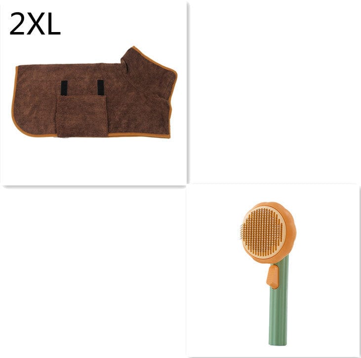 4U Cat Brush Green Coffee 2XL Steel Wire Cat Brush - Self-Cleaning Comb for Shedding & Hair Removal