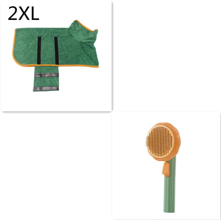 4U Cat Brush Green Green 2XL Steel Wire Cat Brush - Self-Cleaning Comb for Shedding & Hair Removal