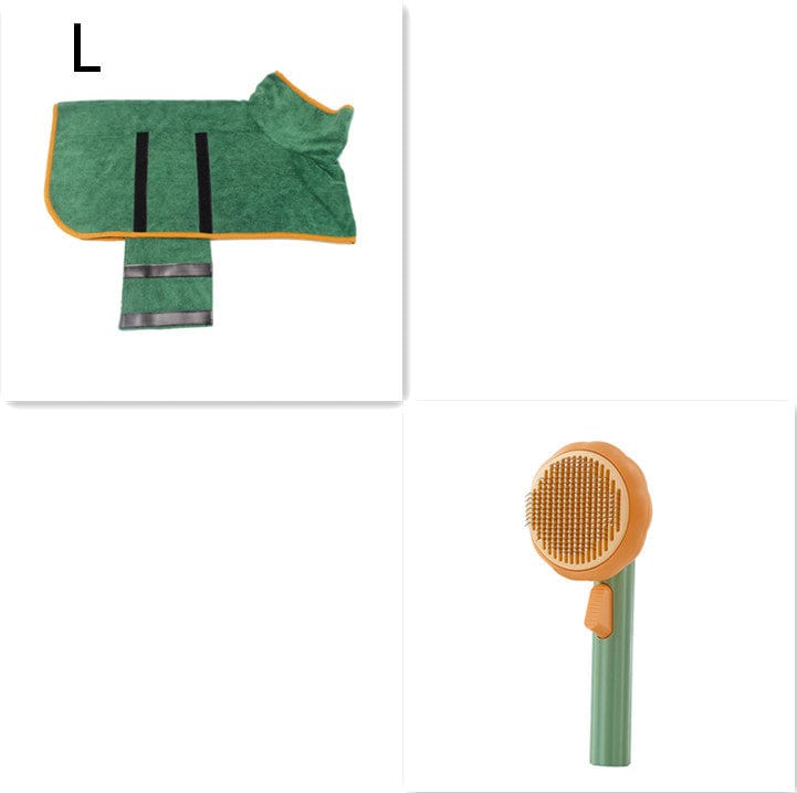 4U Cat Brush Green Green L Steel Wire Cat Brush - Self-Cleaning Comb for Shedding & Hair Removal