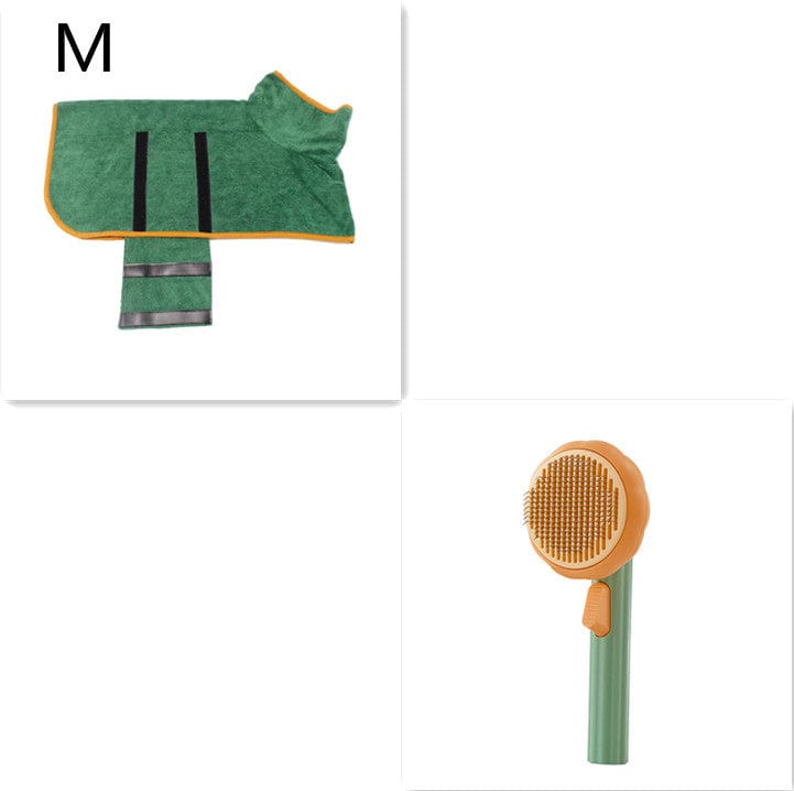 4U Cat Brush Green Green M Steel Wire Cat Brush - Self-Cleaning Comb for Shedding & Hair Removal