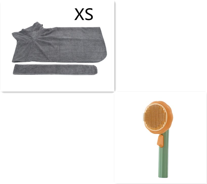 4U Cat Brush Green Grey XS Steel Wire Cat Brush - Self-Cleaning Comb for Shedding & Hair Removal