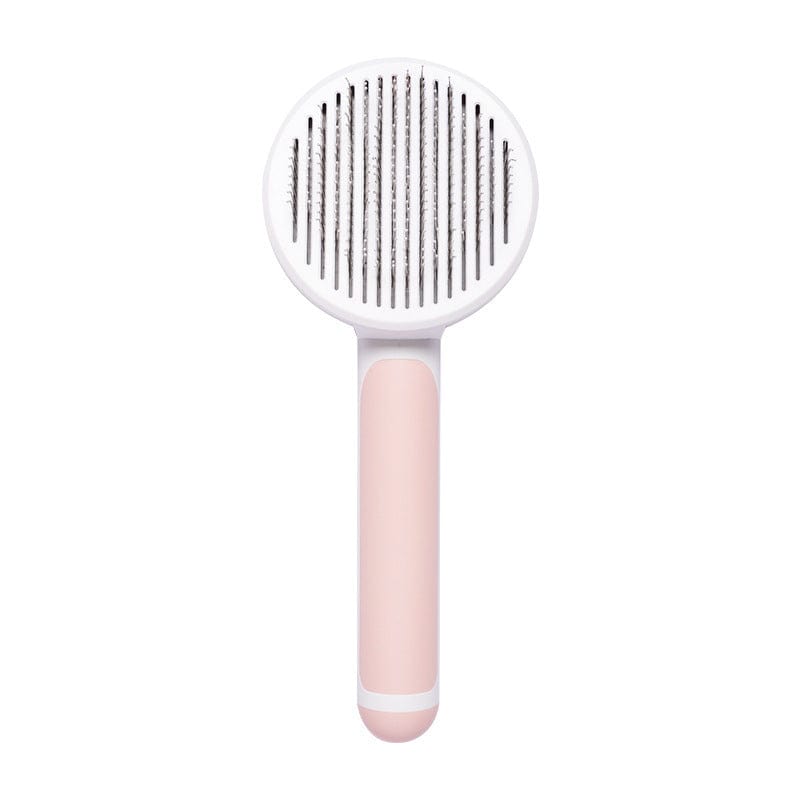 4U Cat Brush Pink Steel Wire Cat Brush - Self-Cleaning Comb for Shedding & Hair Removal