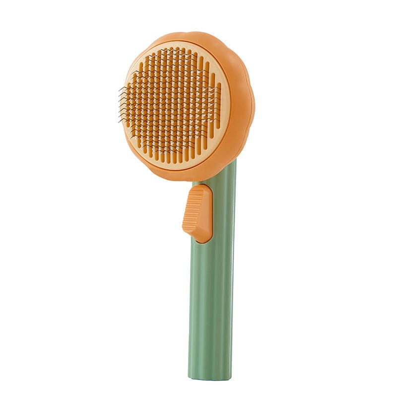 4U Cat Brush Pumpkin color Steel Wire Cat Brush - Self-Cleaning Comb for Shedding & Hair Removal