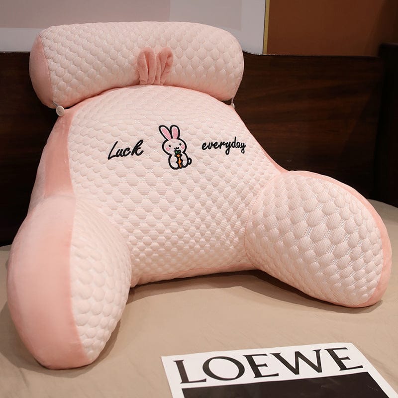 4U Chair Pink Rabbit Ice Bean Material / 60x 40cm "Comfortable Reading Pillow – Detachable Cover & Stylish Support for Home or Office"