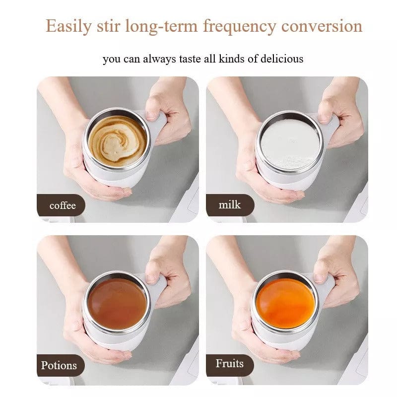 4U Coffee Cup Magnetic Self-Stirring Coffee Cup - Rechargeable, Leak-Proof & Portable Mixer