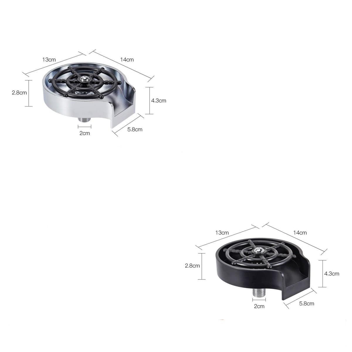 4U Cup Washer Black and White Automatic High-Pressure Cup Washer - One-Hand Operation for Bars, Cafes, and Kitchens