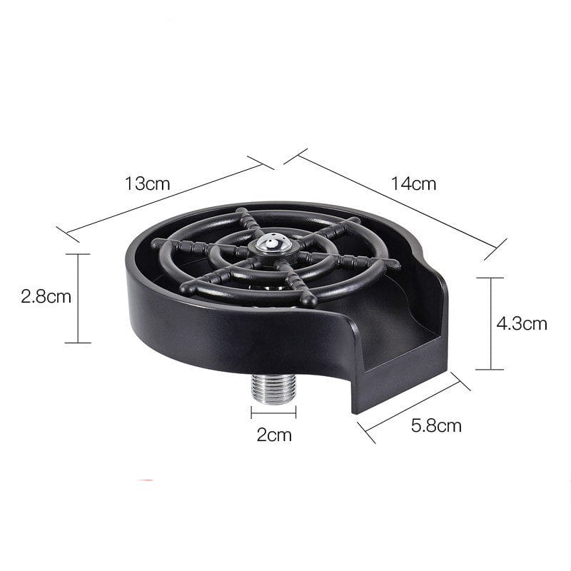 4U Cup Washer Black Automatic High-Pressure Cup Washer - One-Hand Operation for Bars, Cafes, and Kitchens