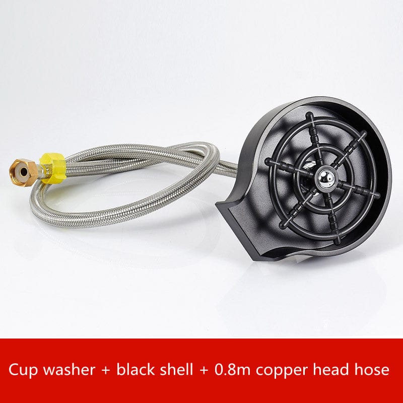 4U Cup Washer Black set Automatic High-Pressure Cup Washer - One-Hand Operation for Bars, Cafes, and Kitchens